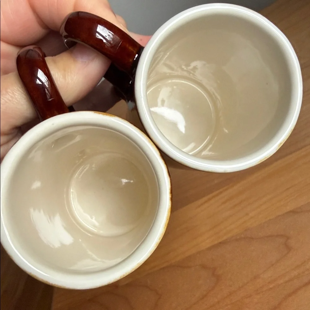 Vintage MCM Tall Espresso Mugs Dark Mocha Brown Glaze Coffee Cups Qty: Set of 2